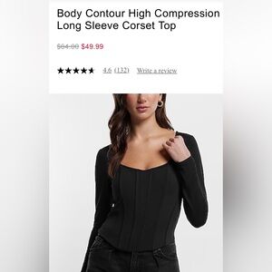 Express Black Body Contour High Compression Long Sleeve Corset Top